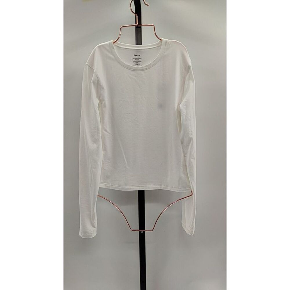 NWT Quince White Long-Sleeve Crewneck Top
